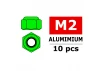 Corally Aluminium Nylstop Nut M2 Green 10 Pcs