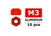 Corally Aluminium Nylstop Nut M3 Red 10 Pcs
