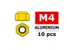 Corally Aluminium Nylstop Nut M4 Gold 10 Pcs