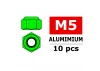 Corally Aluminium Nylstop Nut M5 Green 10 Pcs
