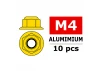 Corally Aluminium Nylsto P Nut M4 Flanged Gold 10 P