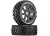 Duratrax Six Pack C2 1:8 Buggy Tyres - Pre Mounted on Black Spoked Wheels Black (2)
