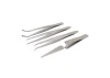 Excel 4 Piece Stainless Steel Tweezer Set with Pointed, Self Closing, Stamp, Curved (4) (Pouch)