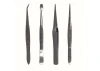 Excel 4 Piece Stainless Steel Tweezer Set with Pointed, Self Closing, Stamp, Curved (4) (Pouch)
