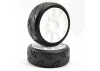 Fastrax 1:8 Buggy Cut Slick Tyres Mounted on White Split Spoke Wheels (2)