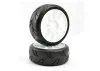 Fastrax 1:8 Buggy Cut Slick Tyres Mounted on White Split Spoke Wheels (2)