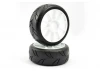 Fastrax 1:8 Buggy Cut Slick Tyres Mounted on White Split Spoke Wheels (2)