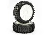 Fastrax Rock Block 1:8 Buggy Tyres Pre Mounted on White 12 Spoke Wheels (2)
