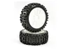 Fastrax Rock Block 1:8 Buggy Tyres Pre Mounted on White 12 Spoke Wheels (2)