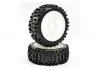 Fastrax Rock Block 1:8 Buggy Tyres Pre Mounted on White 12 Spoke Wheels (2)