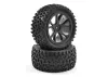 Fastrax Cuboid Buggy Tyres on Black Wheels - 1:10 Buggy Rear