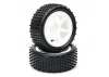 Fastrax 1:10 LP Stub Front Buggy Tyres Pre Mounted on White 12mm Hex Spoked Wheels (2)