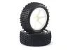 Fastrax 1:10 LP Stub Front Buggy Tyres Pre Mounted on White 12mm Hex Spoked Wheels (2)