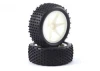 Fastrax 1:10 LP Stub Front Buggy Tyres Pre Mounted on White 12mm Hex Spoked Wheels (2)