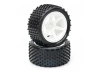 Fastrax 1:10 LP Stub Rear Buggy Tyres Pre Mounted on White 12mm Hex Spoked Wheels (2)