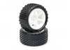 Fastrax 1:10 LP Stub Rear Buggy Tyres Pre Mounted on White 12mm Hex Spoked Wheels (2)