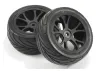 1:10 Pre Glued Buggy Tyres - 12mm Hex Black - Arrow Pattern - Rear (2)	