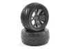 1:10 Pre Glued Buggy Tyres - 12mm Hex Black - Arrow Pattern - Rear (2)	