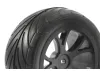 1:10 Pre Glued Buggy Tyres - 12mm Hex Black - Arrow Pattern - Rear (2)	