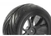1:10 Pre Glued Buggy Tyres - 12mm Hex Black - Arrow Pattern - Rear (2)