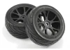 1:10 Pre Glued Buggy Tyres - 12mm Hex Black - Arrow Pattern - Rear (2)