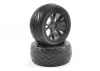 1:10 Pre Glued Buggy Tyres - 12mm Hex Black - Arrow Pattern - Rear (2)