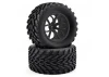 Fastrax 1:10 Mega-V Truck Tyres Mounted On 12 Spoke Black 12mm Hex Wheels (2)