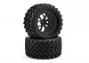 Fastrax 1:10 Mega-V Truck Tyres Mounted On 12 Spoke Black 12mm Hex Wheels (2)