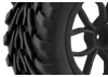 Fastrax 1:10 Mega-V Truck Tyres Mounted On 12 Spoke Black 12mm Hex Wheels (2)
