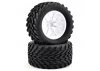 Fastrax 1:10 Mega-V Truck Tyres Mounted On 12 Spoke White 12mm Hex Wheels (2)