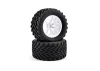 Fastrax 1:10 Mega-V Truck Tyres Mounted On 12 Spoke White 12mm Hex Wheels (2)