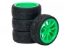 Fastrax 1:10 Street Treaded Tyres on 10 Spoke Neon Green Wheels (4)