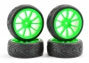 Fastrax 1:10 Street Treaded Tyres on 10 Spoke Neon Green Wheels (4)