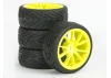 Fastrax 1:10 Street Treaded Tyres on 10 Spoke Neon Yellow Wheels (4)