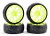 Fastrax 1:10 Street Treaded Tyres on 10 Spoke Neon Yellow Wheels (4)