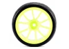 Fastrax 1:10 Street Treaded Tyres on 10 Spoke Neon Yellow Wheels (4)