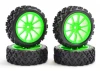 Fastrax 1:10 Rally Tyres on 10 Spoke Green Wheels (4)