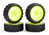 Fastrax 1:10 Rally Tyres on 10 Spoke Yellow Wheels (4)