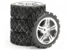 Rally Block Tyres Pre Glued on 1:10 Touring Car Chrome Wheels (4)