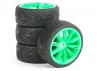 Fastrax 1:10 Street Treaded Tyres on 20 Spoke Neon Green Wheels (4)