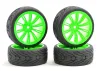 Fastrax 1:10 Street Treaded Tyres on 20 Spoke Neon Green Wheels (4)
