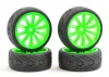 Fastrax 1:10 Street Treaded Tyres on 20 Spoke Neon Green Wheels (4)