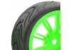 Fastrax 1:10 Street Treaded Tyres on 20 Spoke Neon Green Wheels (4)
