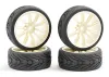Fastrax 1:10 Street Treaded Tyres on 20 Spoke White Wheels (4)