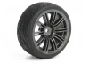 Fastrax 1:10 Street Treaded Tyres on 20 Spoke Gun Metal Wheels (4)