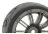 Fastrax 1:10 Street Treaded Tyres on 20 Spoke Gun Metal Wheels (4)