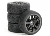 Fastrax 1:10 Street Treaded Tyres on 20 Spoke Gun Metal Wheels (4)