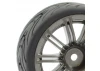 Fastrax 1:10 Street Treaded Tyres on 20 Spoke Gun Metal Wheels (4)