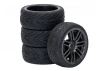 Fastrax 1:10 Street Treaded Tyres on 14 Spoke Gun Metal Wheels (4)