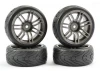 Fastrax 1:10 Street Treaded Tyres on 14 Spoke Gun Metal Wheels (4)